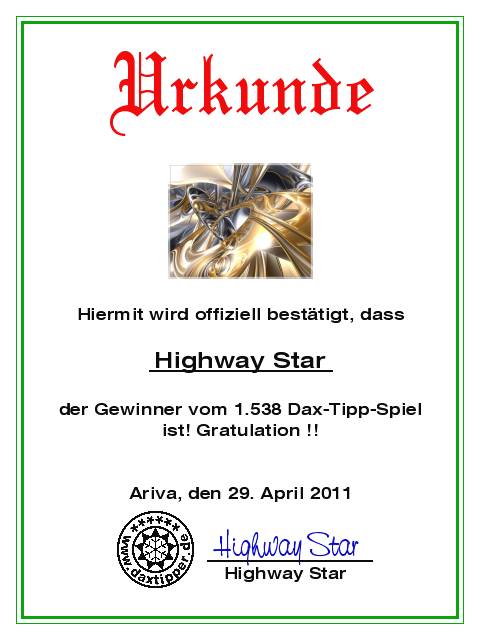 1.539.DAX Tipp-Spiel, Montag, 02.05.11 398929