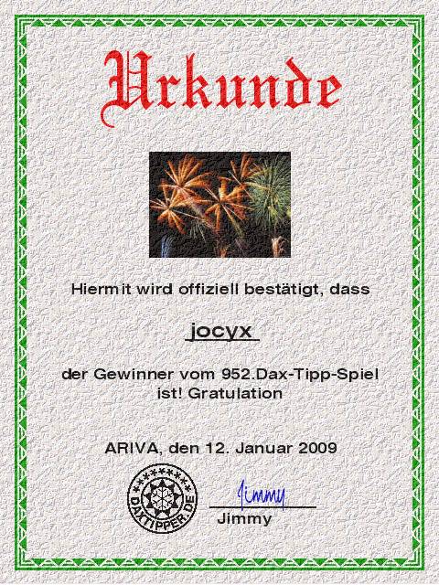 953.DAX Tipp-Spiel, Dienstag, 13.01.09, 17.45 Uhr 209964