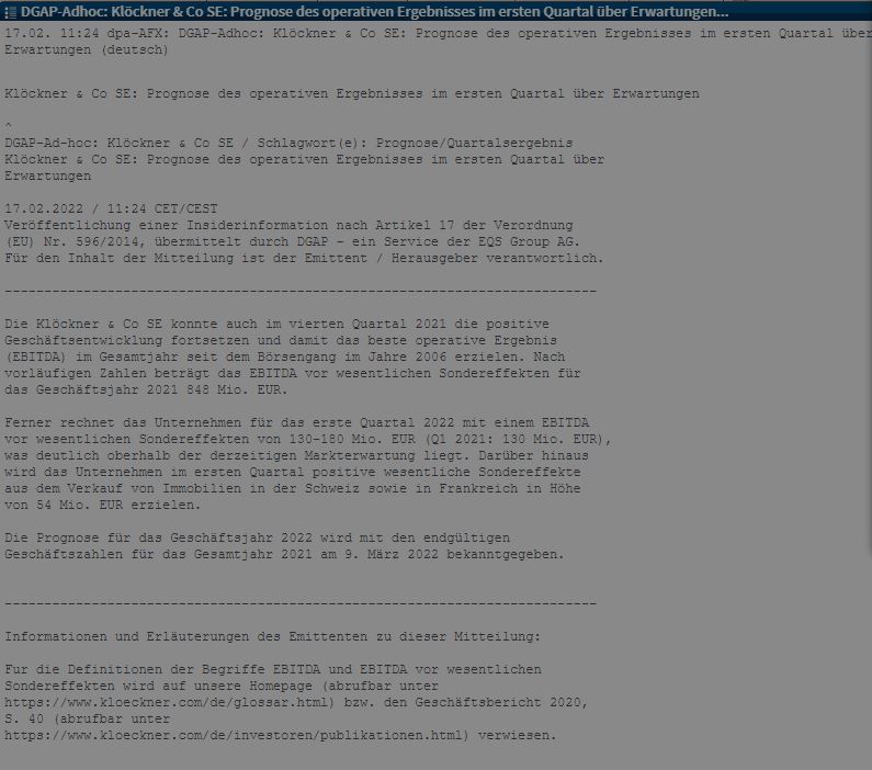 Gedanken zur Klöckner-Aktie 1300041