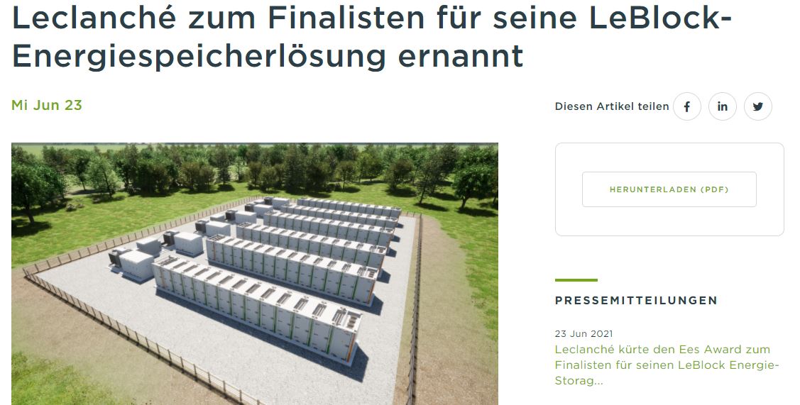 Leclanché SA Lithium-Ionen-Zelltechnologien 1260038