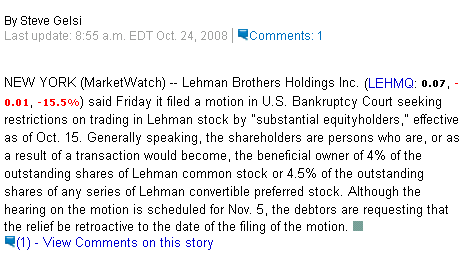 Lehman Brothers Holdings Inc. (LEH) 195030