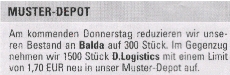 Aufnahme in Musterdepot o. T. 39655