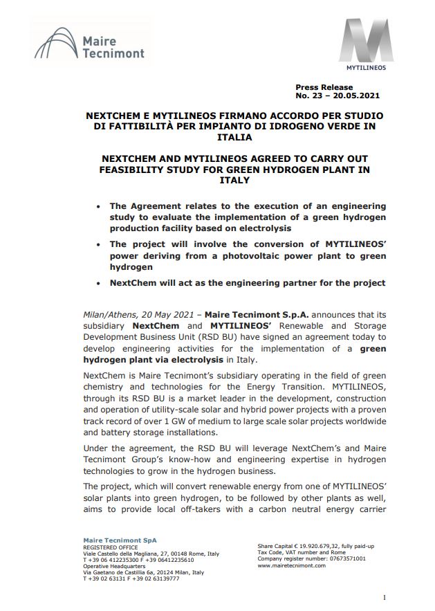 Maire Tecnimont Umwandlung natürlicher Ressourcen 1254768