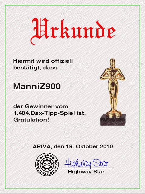 1.405.DAX Tipp-Spiel, Mittwoch, 20.10.10 352297