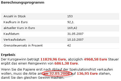 Spekulationsberechnungsprogramme und die Tücken 124563