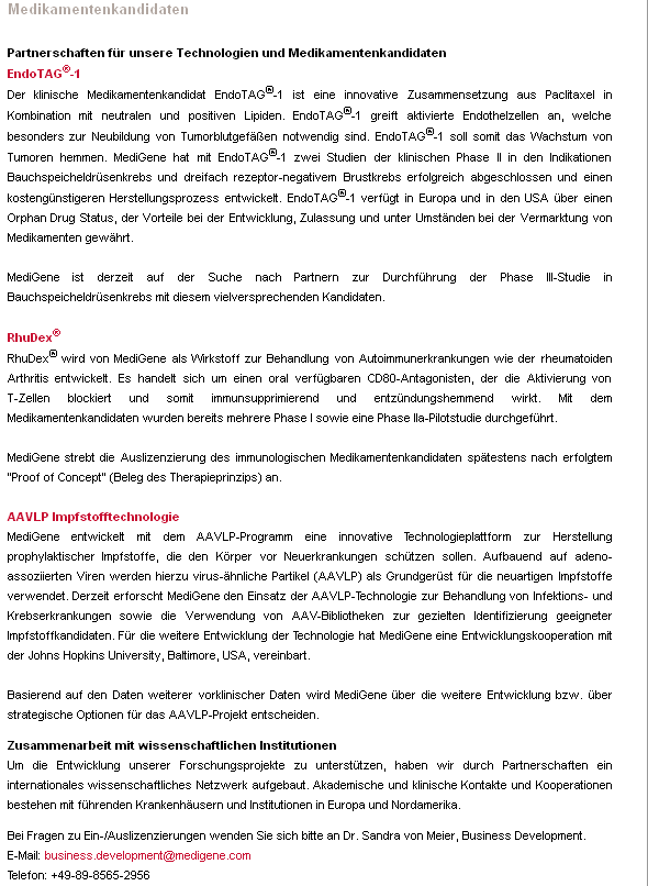 Medigene - Sachliche und fachliche Beiträge 450422