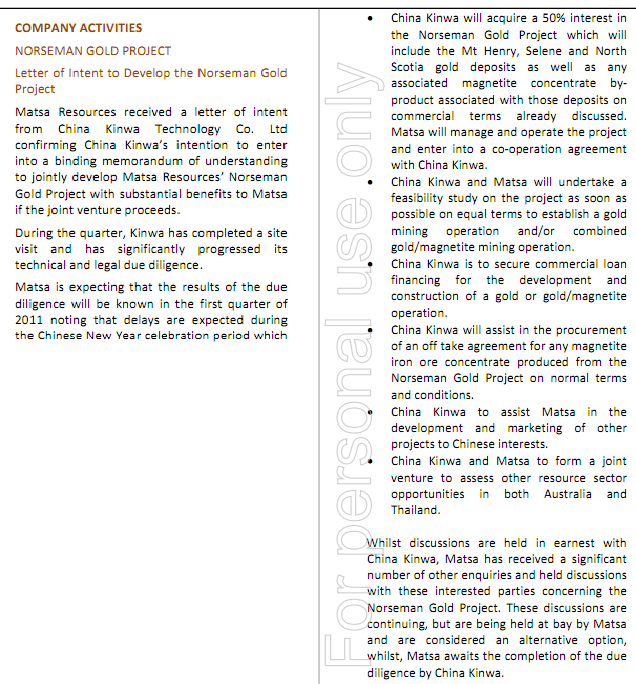 Matsa Resources - Goldproduktion startet I / 2010 377177