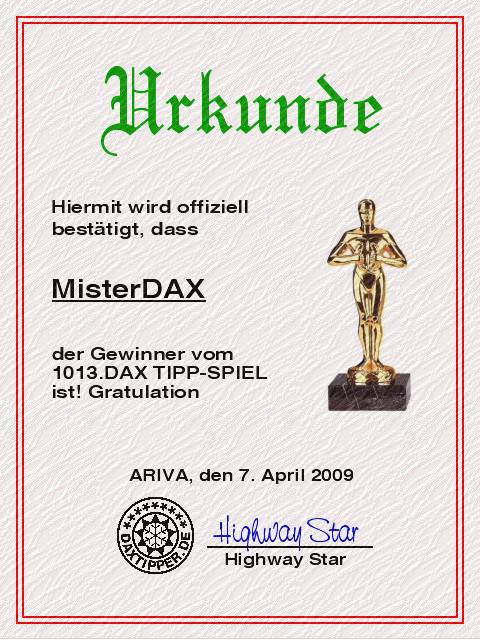 1014.DAX-Tipp-Spiel, Mittwoch 08.04.09 226334