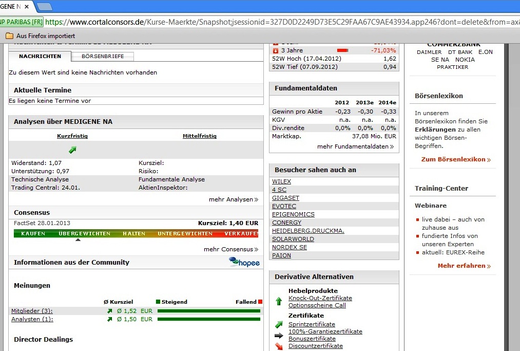 Medigene - Sachliche und fachliche Beiträge 573989