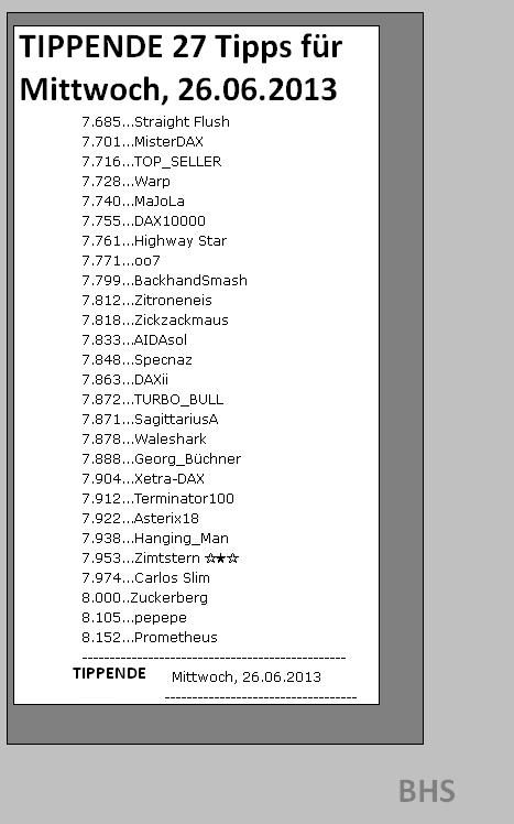 2.089.DAX Tipp-Spiel, Mittwoch, 26.06.2013 618994