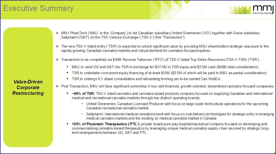 MMJ PhytoTech Ltd too list onTSX-V via RTO 942124