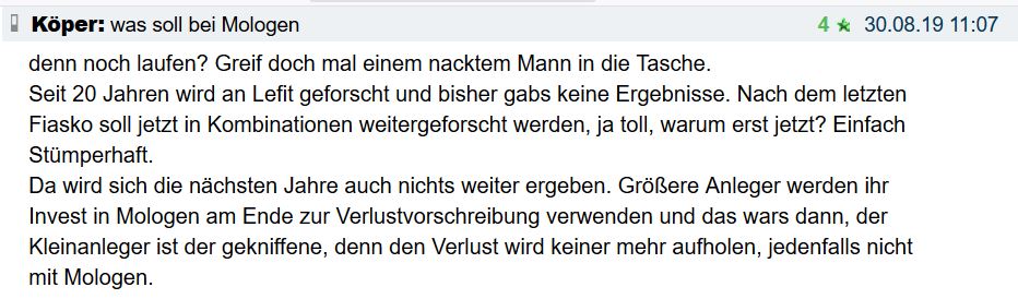 MOLOGEN AG : Wichtige Meilensteine 1179196