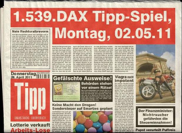 1.539.DAX Tipp-Spiel, Montag, 02.05.11 398701