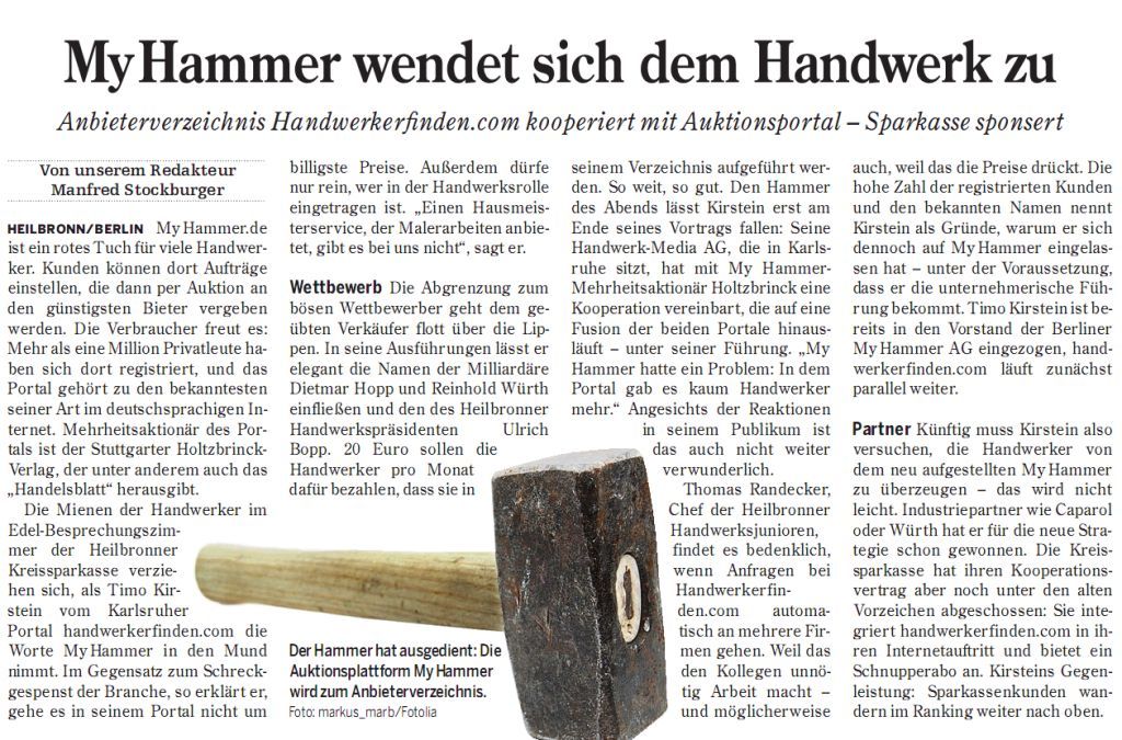 Umsatzentwicklung bei My-Hammer (Abacho) 580570