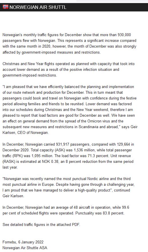 Norwegian Air Shuttle ASA 1292352