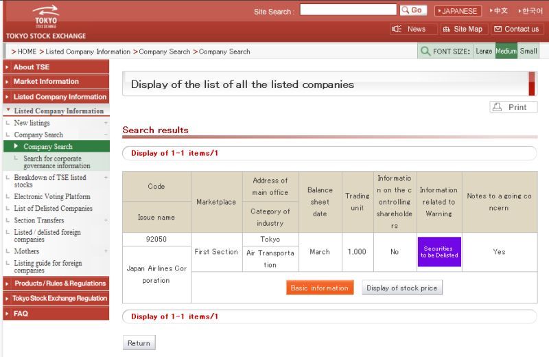 JAPAN AIRLS CORP WKN:777495 NEWS! 299189