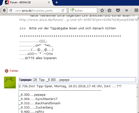 2.736.DAX Tipp-Spiel, Montag, 18.01.2016,17.45 H 885799