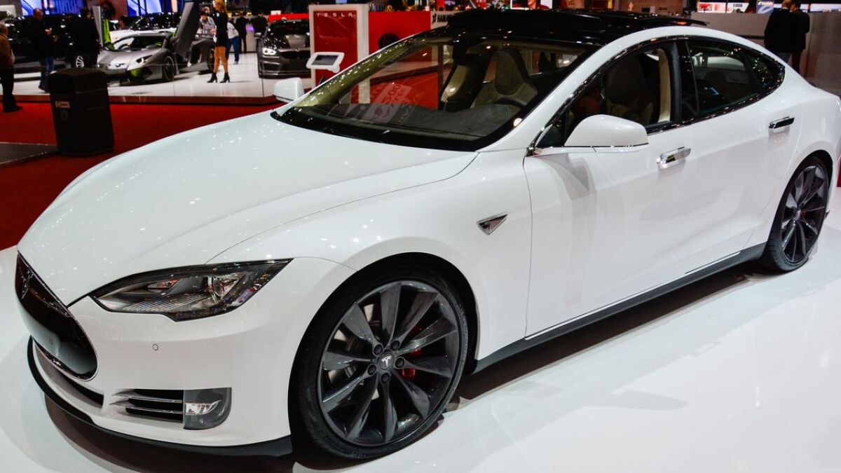 Ein Tesla Model S bei der Geneva Motor Show.