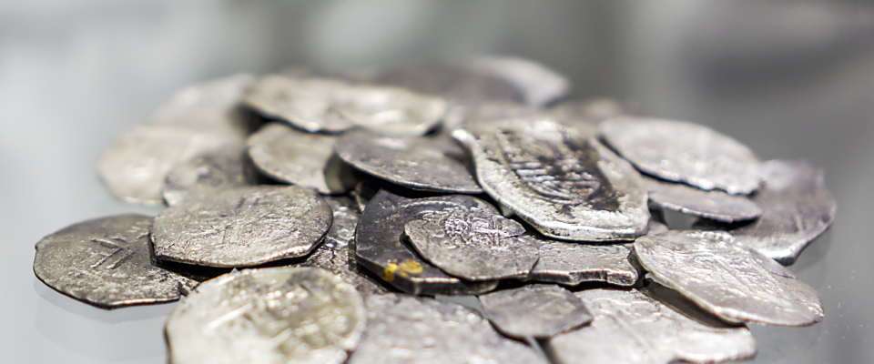 Alte Münzen aus Silber. 