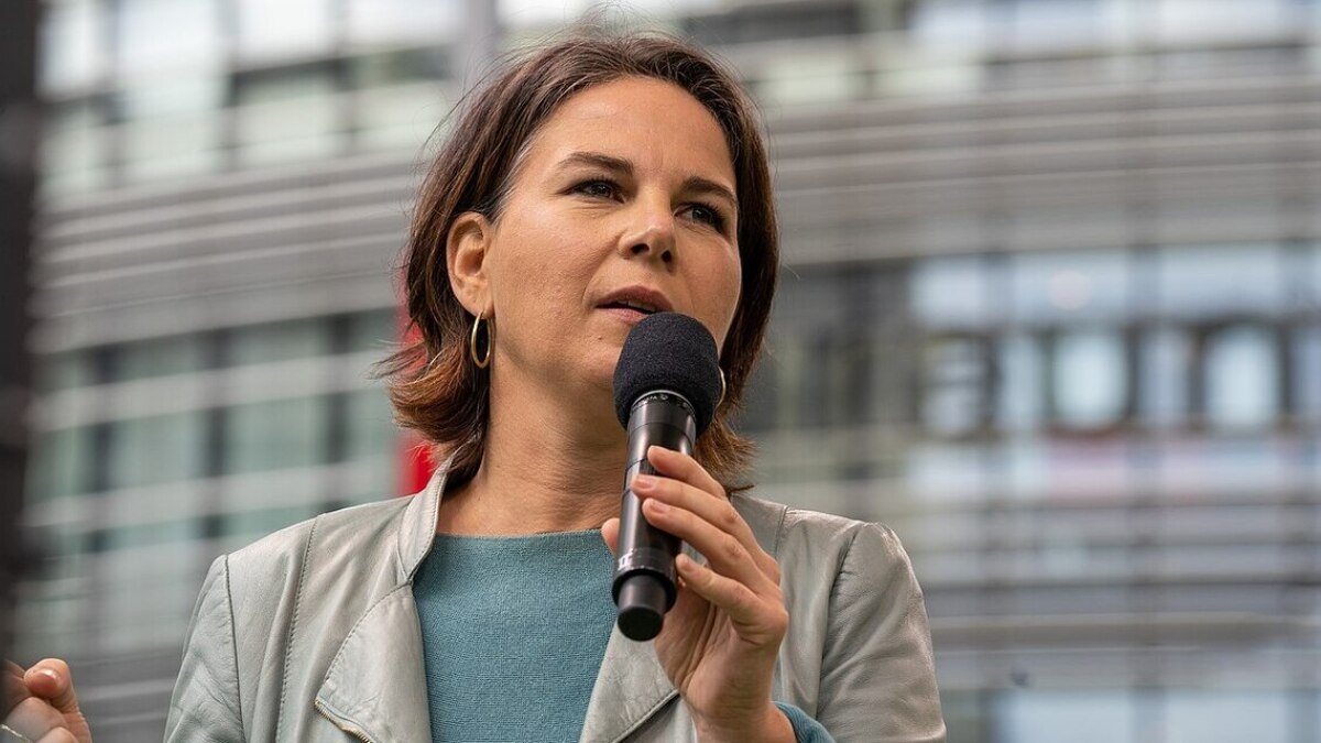 Annalena Baerbock auf einer Wahlkampfveranstaltung in Düsseldorf