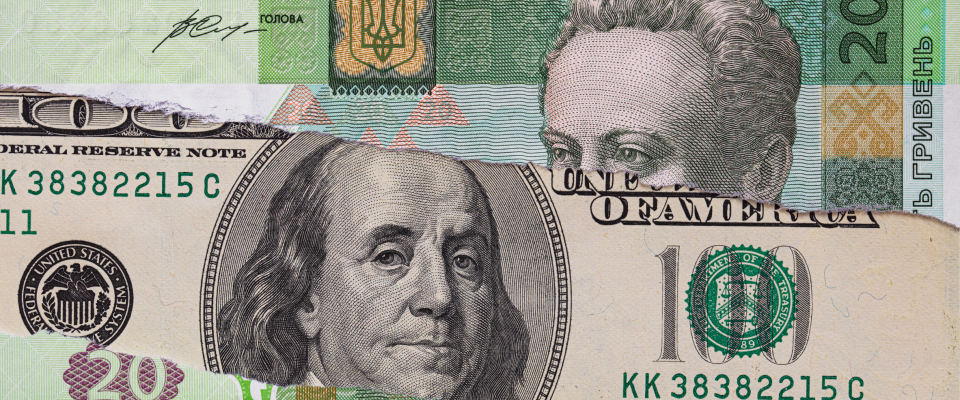 100-Dollar-Banknote und eine ukrainische 20-Griwna-Banknote (Symbolbild)