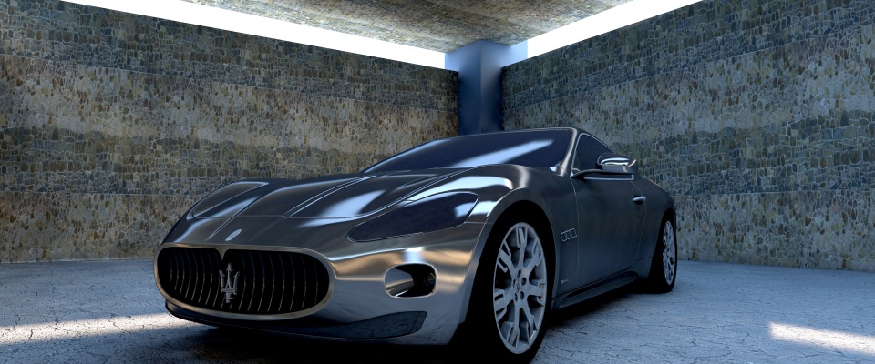 Ein silberner Maserati.