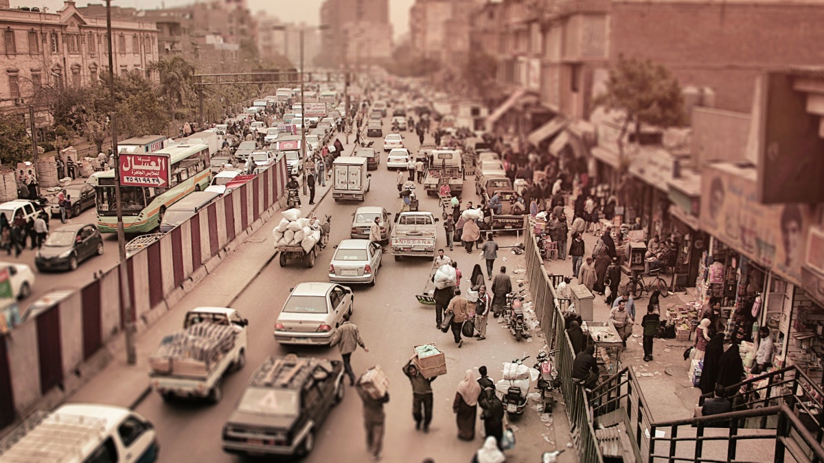 Ein Straßenzug in Kairo, Ägypten.