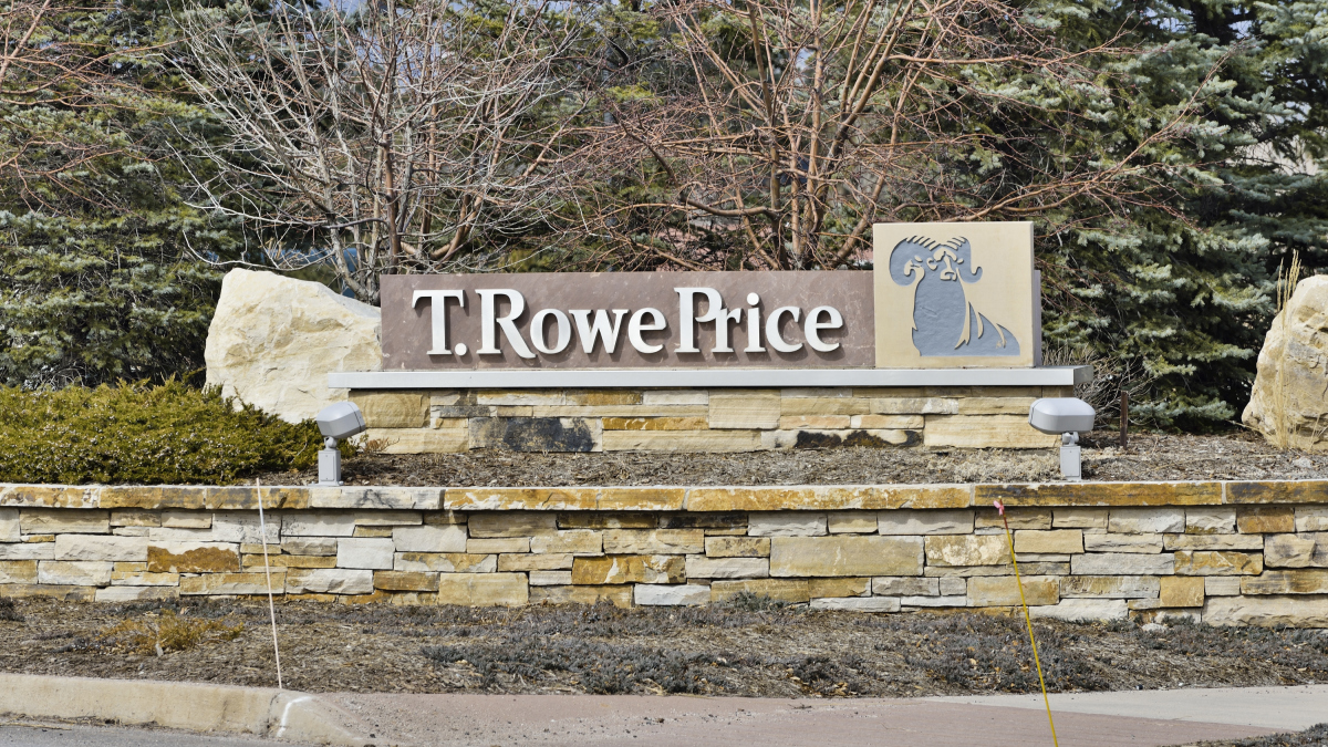 Das Firmenschild der T. Rowe Price Group in Colorado Springs in Colorado, USA.