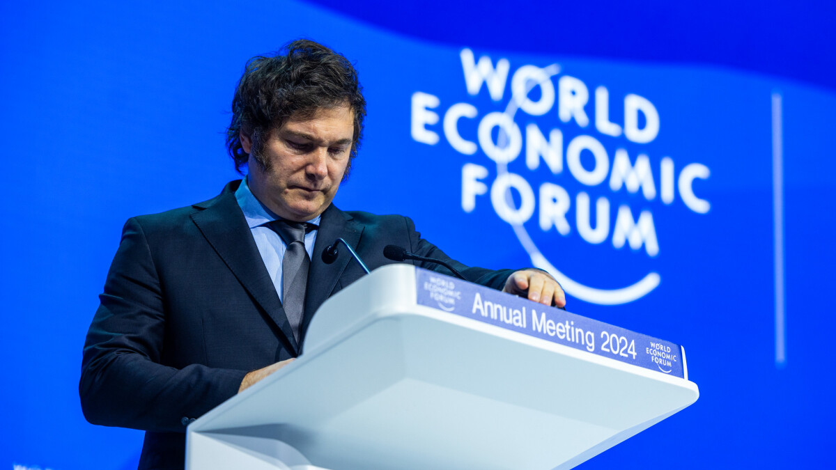 Javier Milei, Präsident von Argentinien, spricht beim World Economic Forum in Davos 2024.