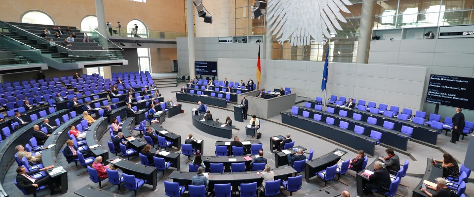 Der Plenarsaal im deutschen Bundestag.