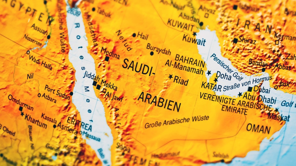 Saudi-Arabien auf der Landkarte. 