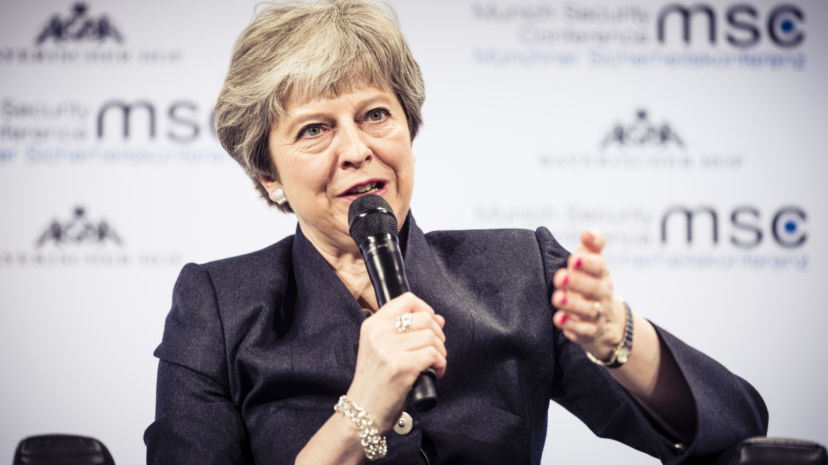 Theresa May während der Münchener Sicherheitskonferenz 2018.