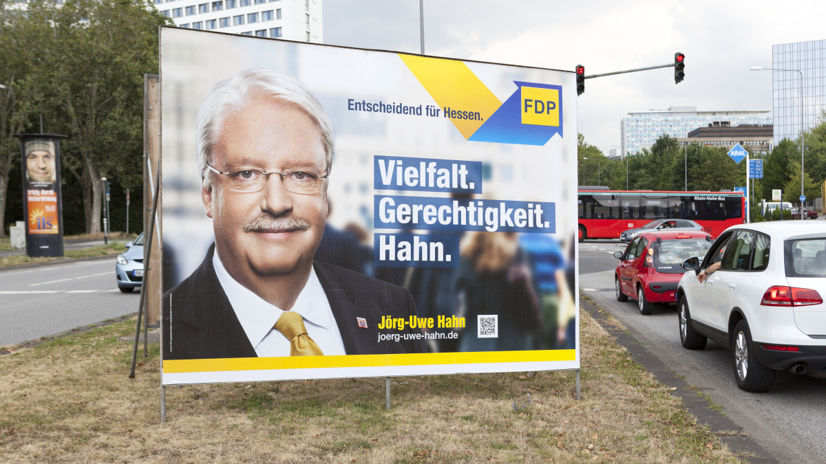 Ein Wahlkampfplakat der FDP zur Landtagswahl 2013 in Hessen.