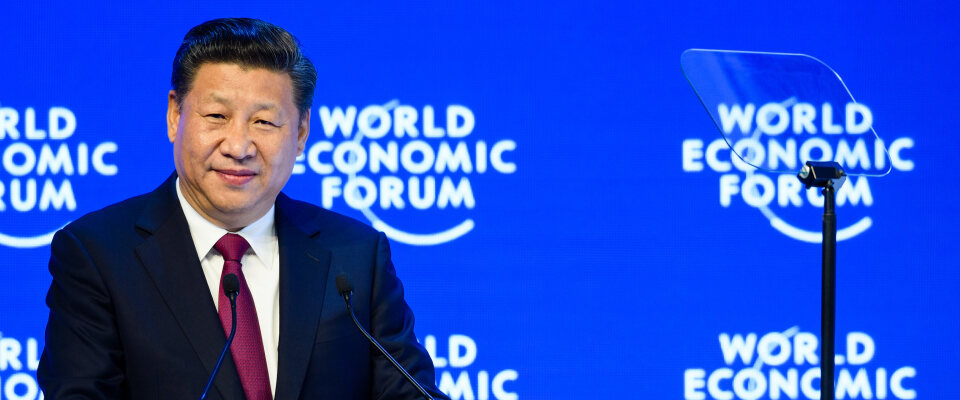 Xi Jinping, Präsident der Volksrepublik China, spricht auf dem Jahrestreffen 2017 des Weltwirtschaftsforums in Davos, am XX. Januar 2017.