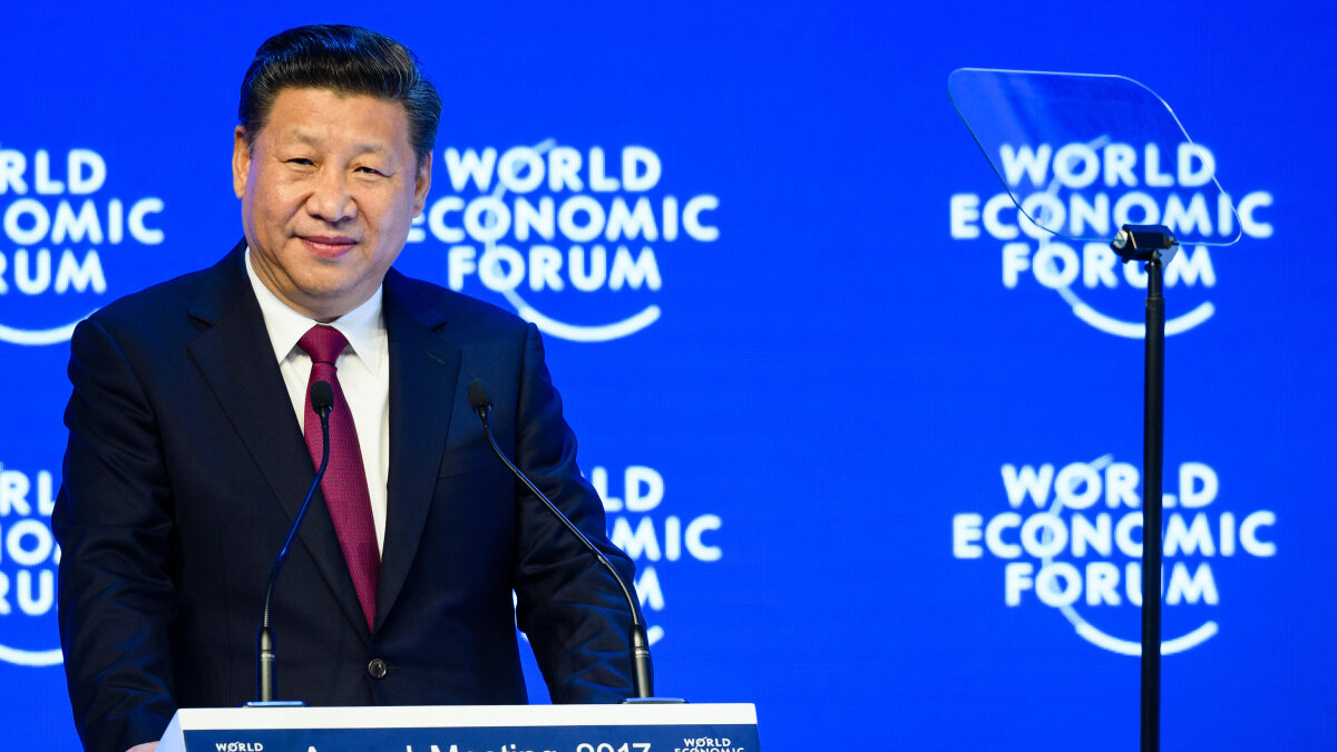 Xi Jinping, Präsident der Volksrepublik China, spricht auf dem Jahrestreffen 2017 des Weltwirtschaftsforums in Davos, am XX. Januar 2017.