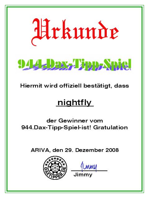 946.DAX Tipp-Spiel *Freitag* 02.01.09, 17.45 Uhr 207749