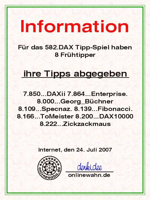 581.DAX Tipp-Spiel, Dienstag, 24.07.07 110585