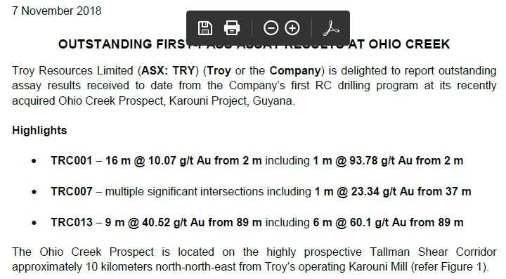 Troy Res- Top Goldproduzent Profit A$16.7 Million 1081767