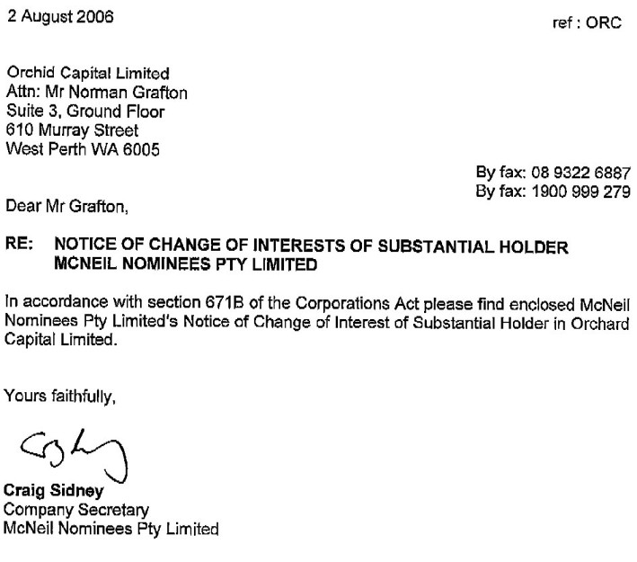 Orchid Capital LTD. Registered Shares O.N. 924249 49324