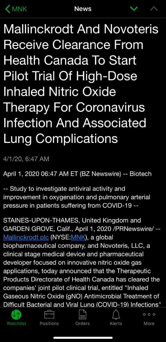 Mallinckrodt Pharmaceuticals Aktie - Wkn: A1W0TN 1170050