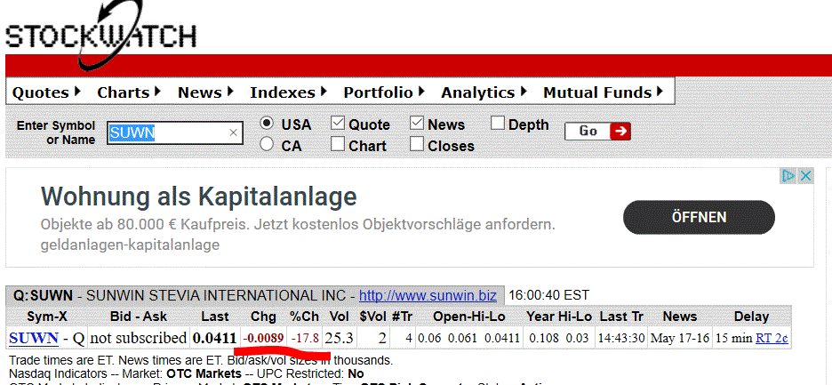 Ab hier geht ´s nach oben - Sunwin - Stevia 1148450