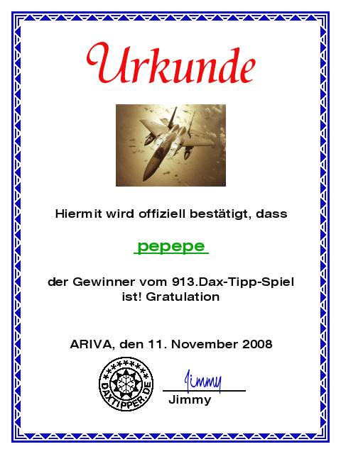 914.DAX Tipp-Spiel *Mittwoch* 12.11.08, 17.45 Uhr 198694