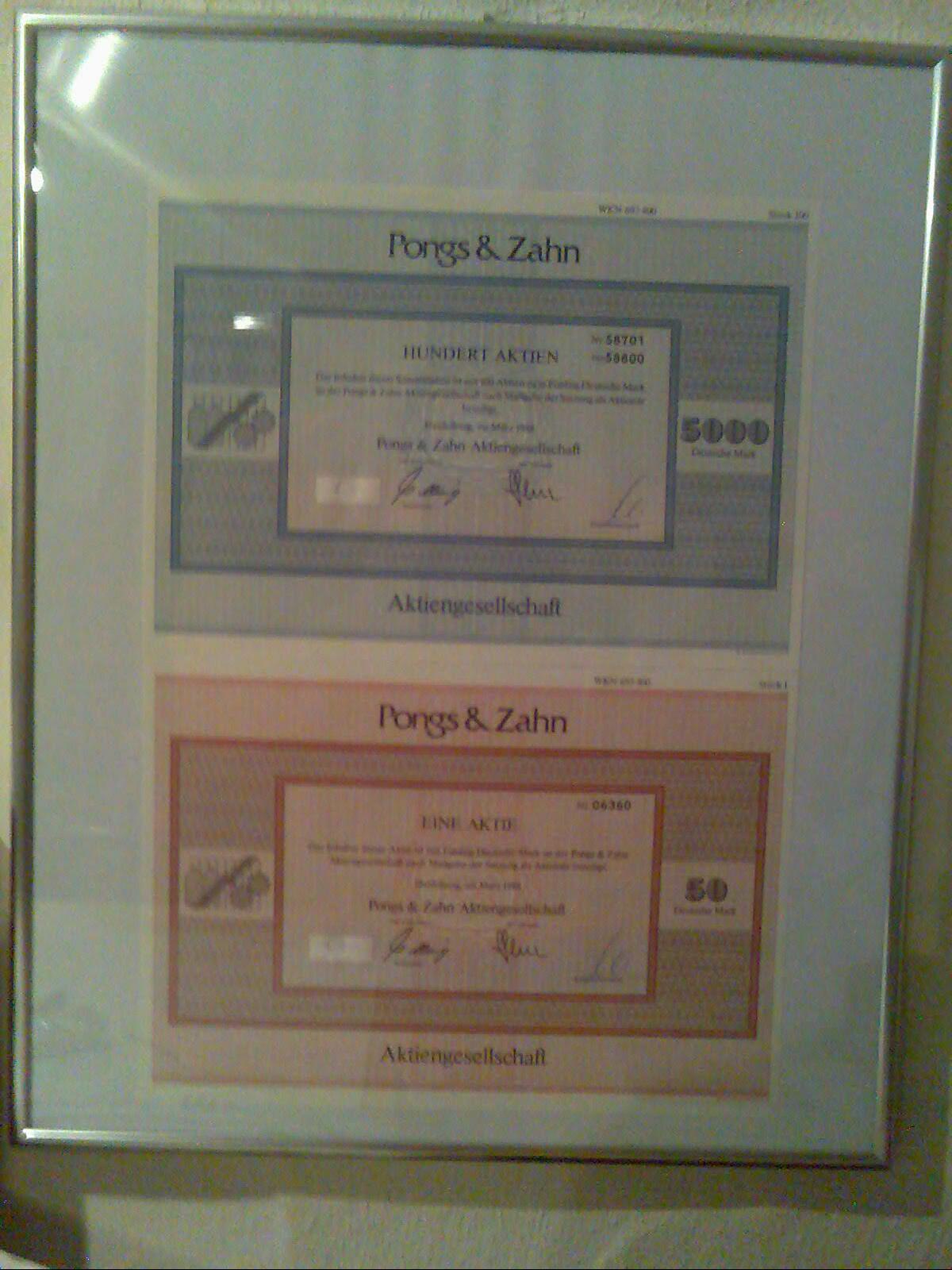 Pongs+Zahn - Buchwert 9,50 - Kurs 2,30 65162