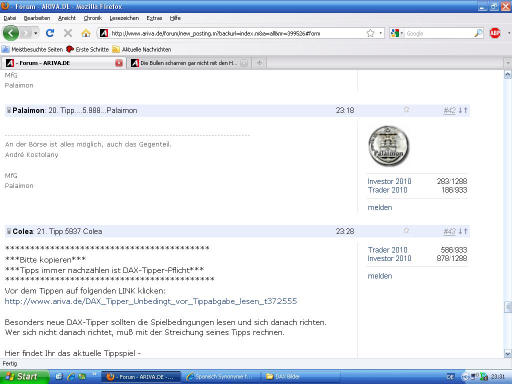 1207.DAX Tipp-Spiel, Mittwoch, 13.01.10 290952