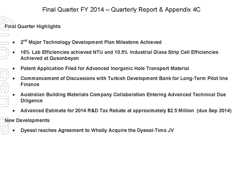 Dyesol LTD, es geht weiter ! 745061