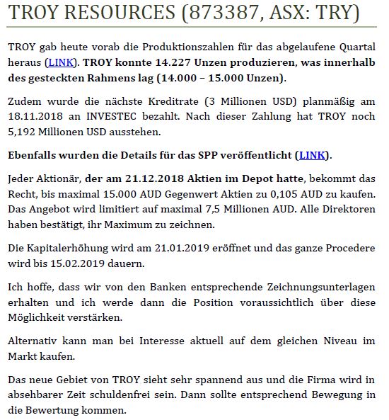 Troy Res- Top Goldproduzent Profit A$16.7 Million 1091864