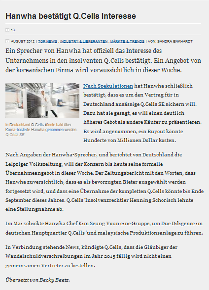 Q-Cells , der Solarzellenriese 529397