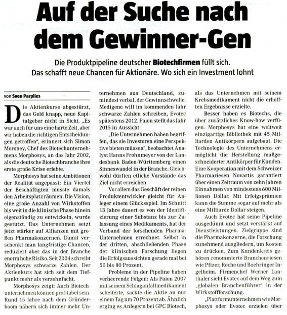 Morphosys: Sichere Gewinne und Milliardenpotential 354853