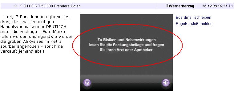 S H O R T 50.000 Premiere Aktien 205571