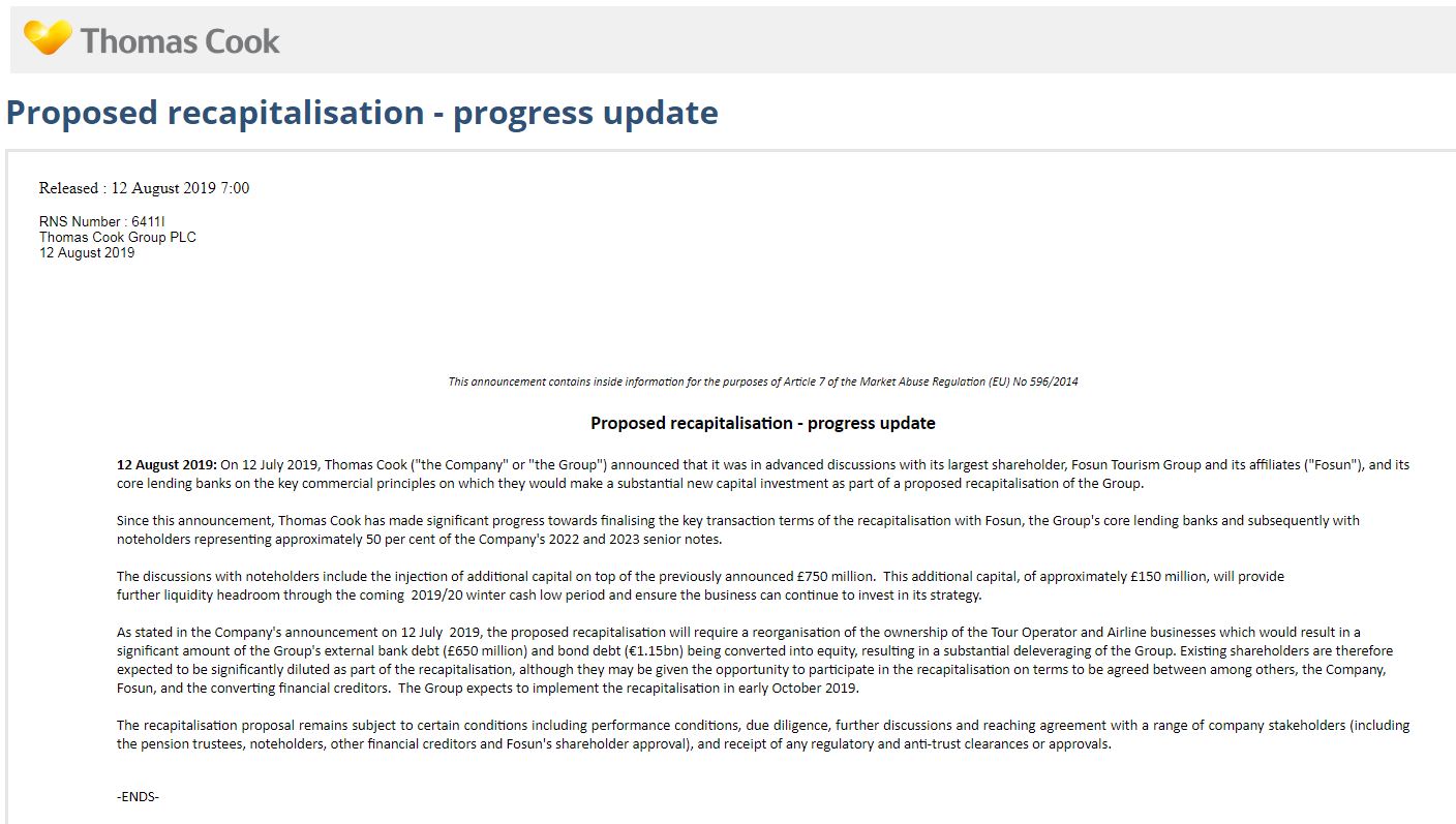 Thomas Cook (A0MR3W) - Rebound nach Kurssturz? 1128106